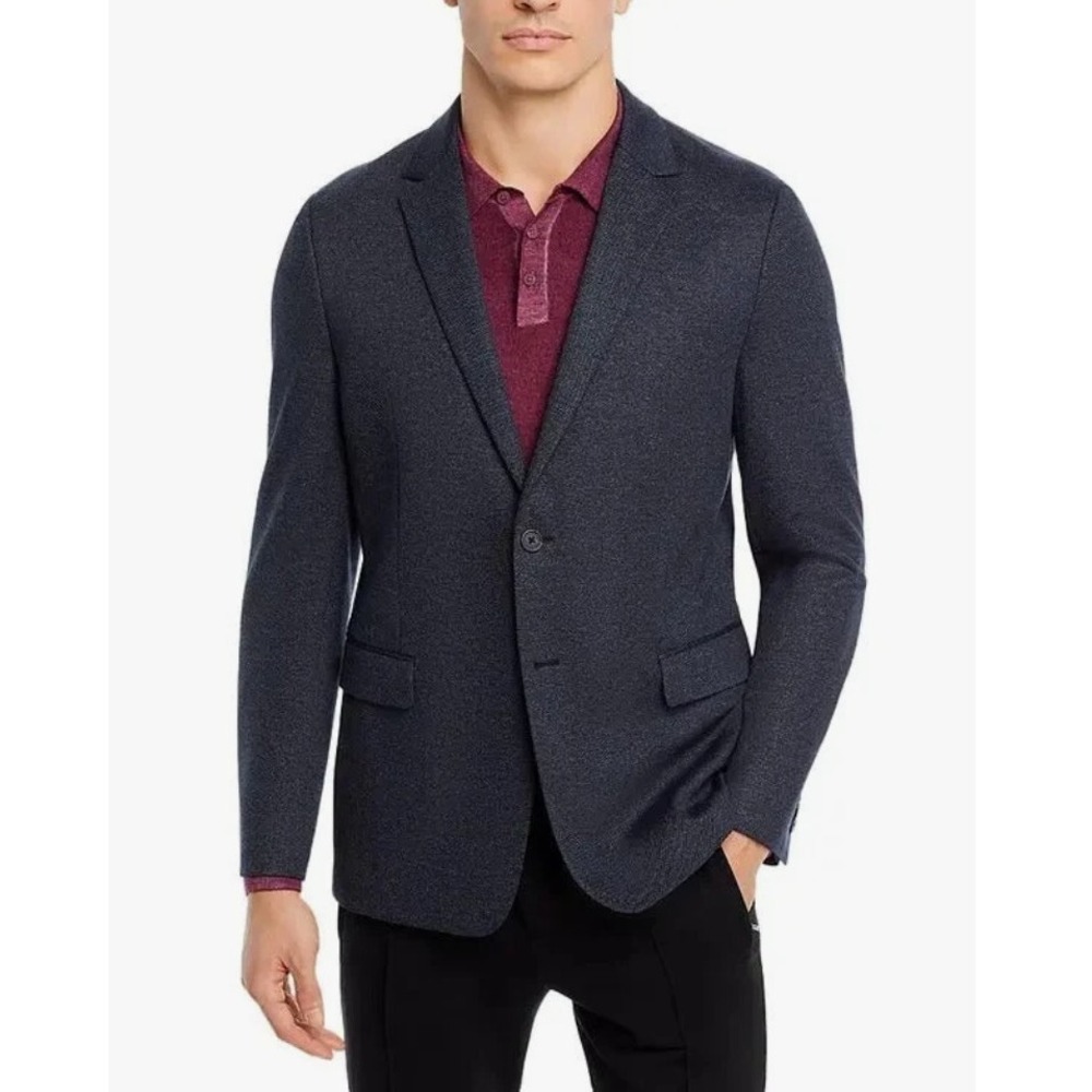 THEORY Clinton Ponte Twill Jacket Blazer Rayon Nylon All Seasons Navy Blue Sz 44